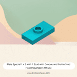 Plate Special 1 x 2 with 1 Stud with Groove and Inside Stud Holder (Jumper) #15573 - 107-Dark Turquoise