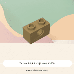 Technic Brick 1 x 2 [1 Hole] #3700 - 138-Dark Tan