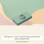 Plate Special 1 x 2 with 1 Stud with Groove and Inside Stud Holder (Jumper) #15573 - 151-Sand Green