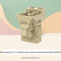 Brick Special 2 x 3 x 3 with Cutout and Lion Head Hollow Studs #30274 - 5-Tan