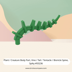 Plant / Creature Body Part, Vine / Tail / Tentacle / Bionicle Spine, Spiky #55236 - 37-Bright Green