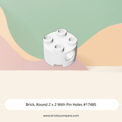 Brick, Round 2 x 2 With Pin Holes #17485 - 1-White