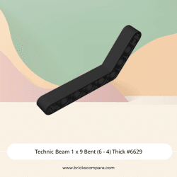 Technic Beam 1 x 9 Bent (6 - 4) Thick #6629 - 26-Black