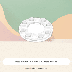Plate, Round 4 x 4 With 2 x 2 Hole #11833 - 40-Trans-Clear