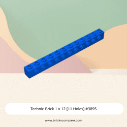 Technic Brick 1 x 12 [11 Holes] #3895 - 23-Blue