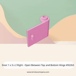 Door 1 x 3 x 2 Right - Open Between Top and Bottom Hinge #92263 - 222-Bright Pink