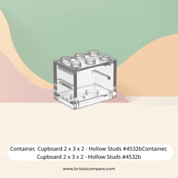 Container, Cupboard 2 x 3 x 2 - Hollow Studs #4532bContainer, Cupboard 2 x 3 x 2 - Hollow Studs #4532b - 40-Trans-Clear