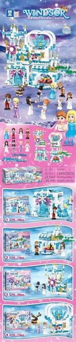ZHEGAO QL1167 Windsor Castle Series Ice and Snow Season: Luxury Ice and Snow Link Castle 4 combinations