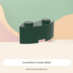 Curved Brick 2 Knobs #3063 - 141-Dark Green