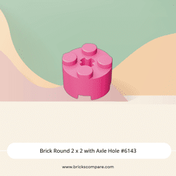 Brick Round 2 x 2 with Axle Hole #6143 - 221-Dark Pink