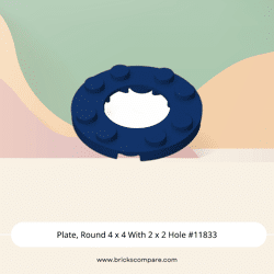 Plate, Round 4 x 4 With 2 x 2 Hole #11833 - 140-Dark Blue
