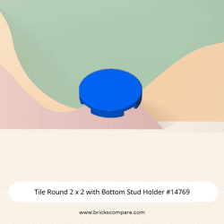 Tile Round 2 x 2 with Bottom Stud Holder #14769  - 23-Blue