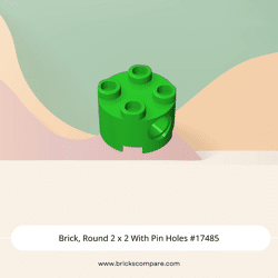 Brick, Round 2 x 2 With Pin Holes #17485 - 37-Bright Green