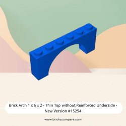Brick Arch 1 x 6 x 2 - Thin Top without Reinforced Underside - New Version #15254  - 23-Blue