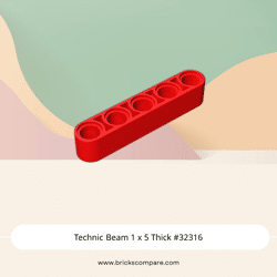 Technic Beam 1 x 5 Thick #32316 - 21-Red