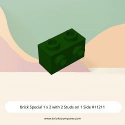Brick Special 1 x 2 with 2 Studs on 1 Side #11211 - 141-Dark Green