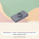 Plate Special 1 x 2 with 1 Stud with Groove and Inside Stud Holder (Jumper) #15573 - 315-Flat Silver