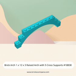 Brick Arch 1 x 12 x 3 Raised Arch with 5 Cross Supports #18838  - 322-Medium Azure