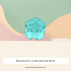Brick Round 2 x 2 with Axle Hole #6143 - 42-Trans-Light Blue