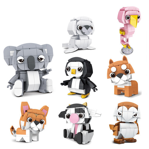 HSANHE 30001-2 Creative Animals 8 Sea Lions, Penguins, Cows, Flamingos, Owls, Koalas, Wood Dogs, Kirkie