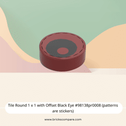 Tile Round 1 x 1 with Offset Black Eye #98138pr0008 (patterns are stickers) - 154-Dark Red