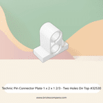 Technic Pin Connector Plate 1 x 2 x 1 2/3 - Two Holes On Top #32530 - 1-White