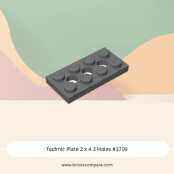 Technic Plate 2 x 4 3 Holes #3709 - 199-Dark Bluish Gray