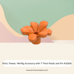 Plant, Flower, Minifig Accessory with 7 Thick Petals and Pin #32606 - 106-Orange