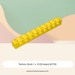 Technic Brick 1 x 10 [9 Holes] #2730 - 24-Yellow