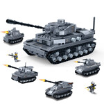 GUDI 8720 Deformation series: World War II German 4-H tank 4 combination Assault Tiger, Wasp self-propelled artillery, tiger tank, leopard tank
