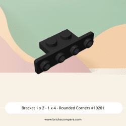 Bracket 1 x 2 - 1 x 4 - Rounded Corners #10201  - 26-Black