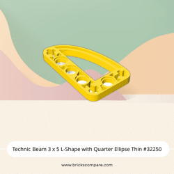 Technic Beam 3 x 5 L-Shape with Quarter Ellipse Thin #32250 - 24-Yellow