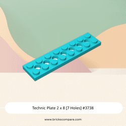 Technic Plate 2 x 8 [7 Holes] #3738 - 322-Medium Azure