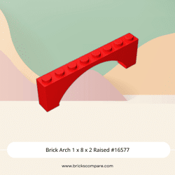 Brick Arch 1 x 8 x 2 Raised #16577  - 21-Red