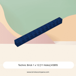 Technic Brick 1 x 12 [11 Holes] #3895 - 140-Dark Blue