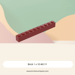 Brick 1 x 10 #6111 - 154-Dark Red