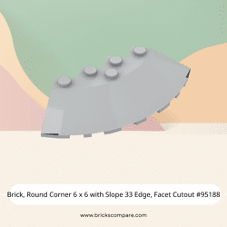 Brick, Round Corner 6 x 6 with Slope 33 Edge, Facet Cutout #95188 - 194-Light Bluish Gray