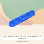 Technic Plate 1 x 5 with Smooth Ends, 4 Studs and Centre Axle Hole #32124 - 43-Trans-Dark Blue