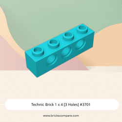 Technic Brick 1 x 4 [3 Holes] #3701 - 322-Medium Azure