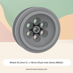 Wheel 43.2mm D. x 18mm (Flush Axle Stem) #86652 - 194-Light Bluish Gray