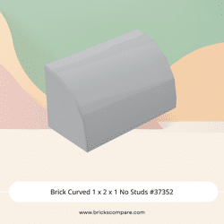 Brick Curved 1 x 2 x 1 No Studs #37352 - 194-Light Bluish Gray