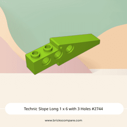 Technic Slope Long 1 x 6 with 3 Holes #2744 - 119-Lime
