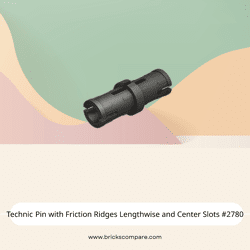 Technic Pin with Friction Ridges Lengthwise and Center Slots #2780 - 316-Titanium Metallic