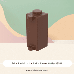 Brick Special 1 x 1 x 2 with Shutter Holder #3581  - 192-Reddish Brown
