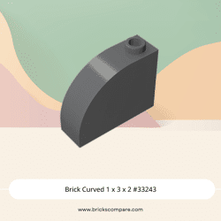Brick Curved 1 x 3 x 2 #33243 - 199-Dark Bluish Gray
