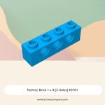 Technic Brick 1 x 4 [3 Holes] #3701 - 321-Dark Azure