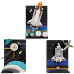 MOC-170937 Tales of the Space Age Voyager over the Rings of Saturn Space Shuttle Launch