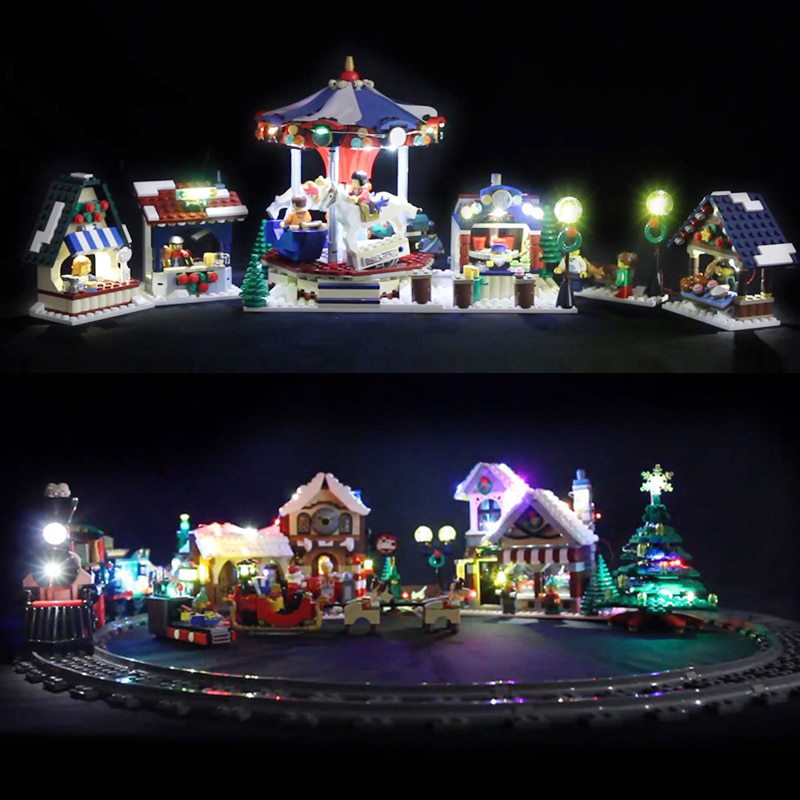Luxury VersionLED Light Set For LEGO 10254 Winter Holiday Train Compatible LEPIN 36001 (LED Light+Battery box)Kits