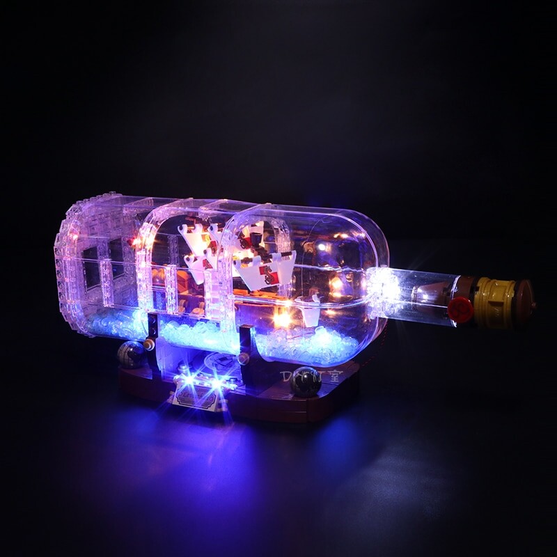 Luxury VersionLED Light Set For LEGO 21313 Ship in a Bottle Compatible LEPIN 16051 (LED Light+Battery box)Kits