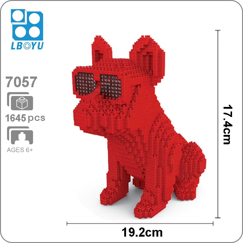 Lboyu 7057 Large Red Bulldog With Eyeglasses